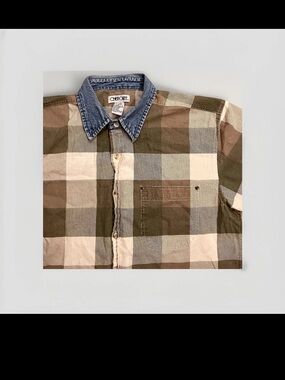 Vintage Cherokee Plaid Shirt Mens L Earth Tone Grunge Workwear 90s